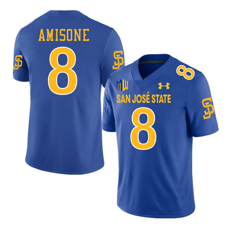 #8 Tama Amisone SJSU Jersey,San Jose State Spartans Football Jersey College Uniforms-Royal